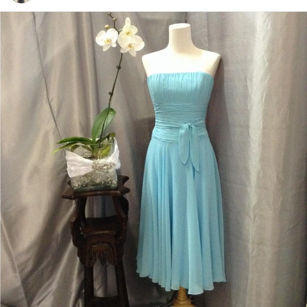 Elegant Strapless Blue Gown